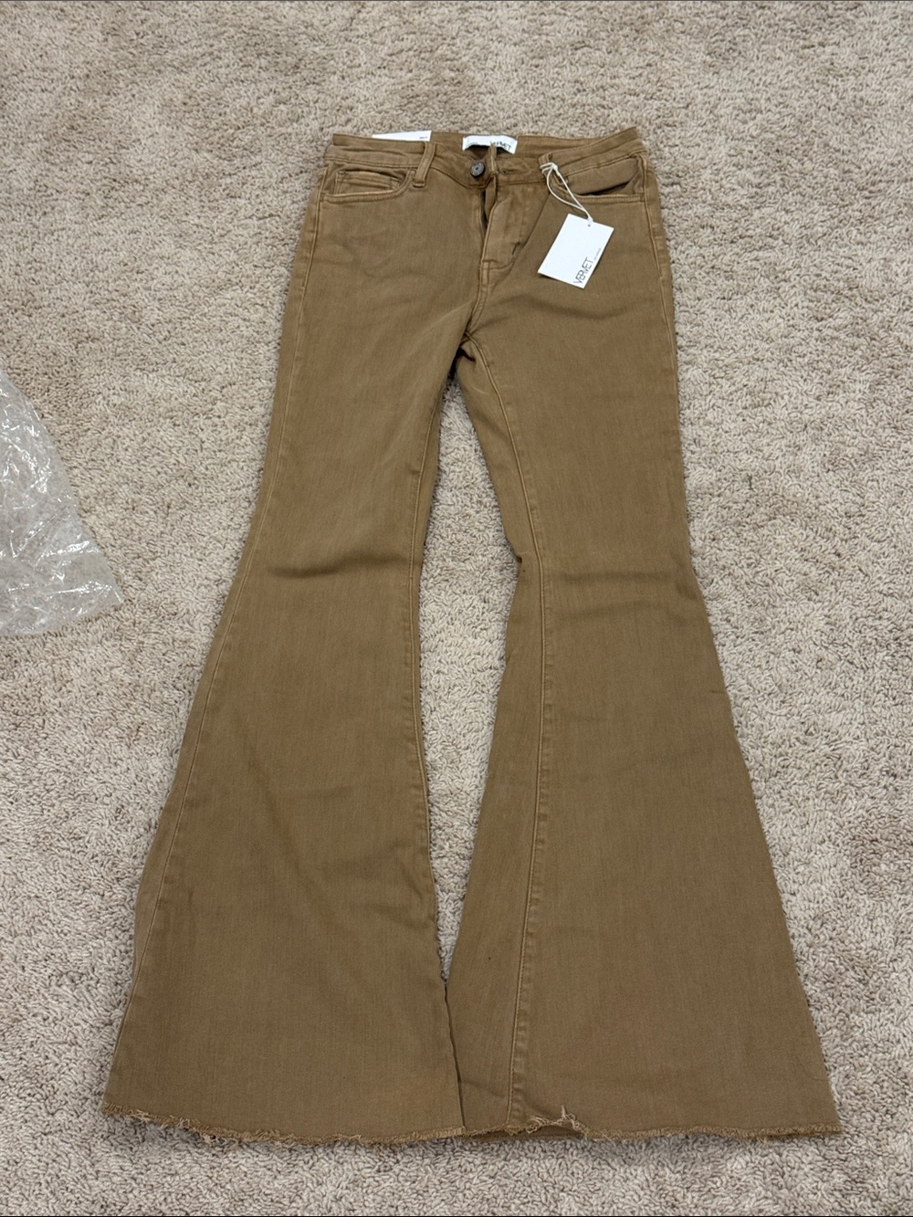 Vervet High-Rise Flared Jeans in Tan